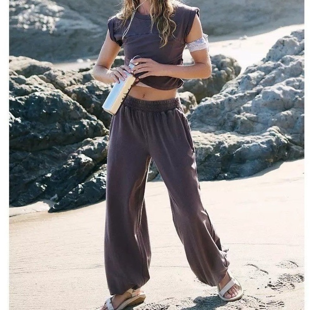 Free People Movement Womens Hot Shot Crossover 2-Piece Set Dark Espresso L NWT